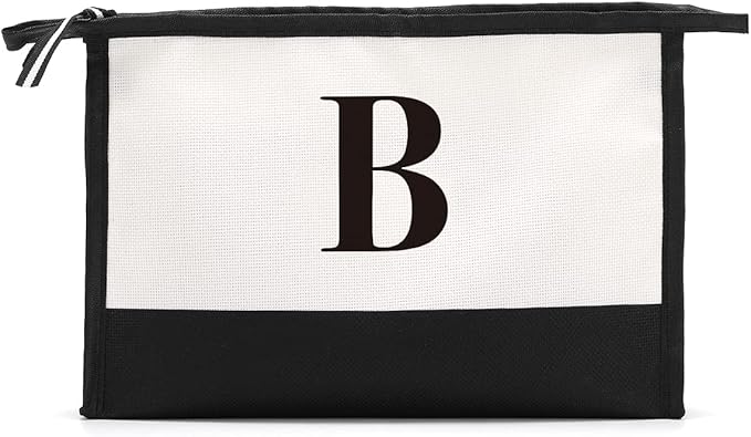 Monogrammed for Women Initial bridesmaid gifts, Personalized monogram Monogram Cosmetic Bag,Travel Makeup Bag Suitable for Wedding weekend Beach Gift for Women Teachers Friends.Pure letters B