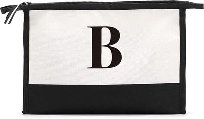 Monogrammed for Women Initial bridesmaid gifts, Personalized monogram Monogram Cosmetic Bag,Travel Makeup Bag Suitable for Wedding weekend Beach Gift for Women Teachers Friends.Pure letters B