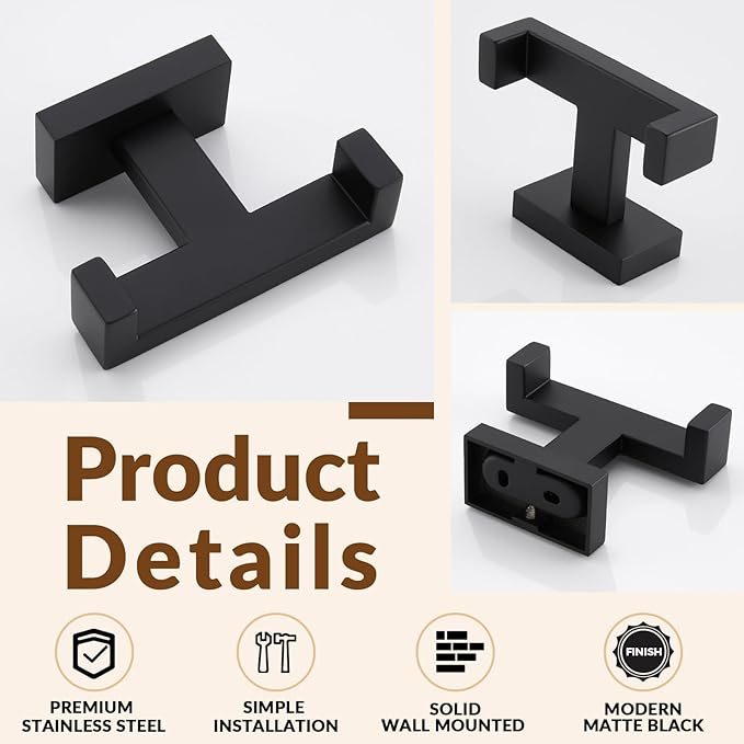 APLusee Double Robe Towel Hook