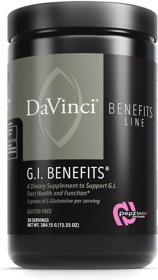 DAVINCI Labs GI Benefits - Digestive Health Supplement Powder with Zinc & L-Glutamine* - Support Immune System & Healthy Digestion* - Gut Health Supplement for Men & Women - 30 Servings (384.15 g)