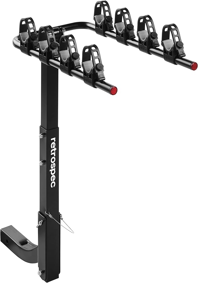 Retrospec Lenox 2-5 - Bike Hitch Rack for Cars, Trucks, SUVs with 2” Hitch | Foldable Steel Frame with Anti-Rattle Adapter, Tie Down Cradles and Straps - Fits Most Frames