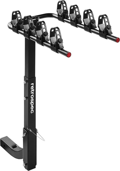 Retrospec Lenox 2-5 - Bike Hitch Rack for Cars, Trucks, SUVs with 2” Hitch | Foldable Steel Frame with Anti-Rattle Adapter, Tie Down Cradles and Straps - Fits Most Frames
