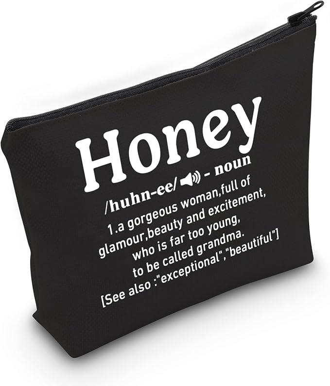 ZJXHPO Honey Definition Cosmetic Bag Honey Grandma Survival Kit Best Grandma Ever Makeup Bag With Zipper Grandma Appreciation Gift Mothers Day Gift (BL Honey)