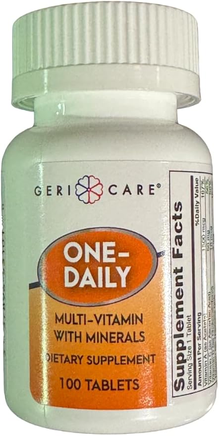 GeriCare One-Daily Multi-Vitamin & Minerals, Dietary Supplement Tablets, 100 Count (Pack of 2)