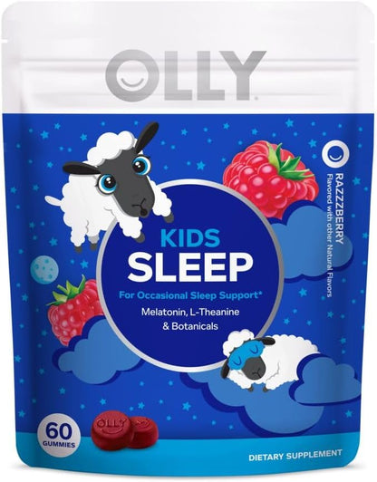 OLLY Kids Sleep Gummy, Melatonin, L Theanine, Chamomile, 60 Count and Kids Multivitamin Gummy Worms, Vitamins A C D E Bs Zinc, 70 Count