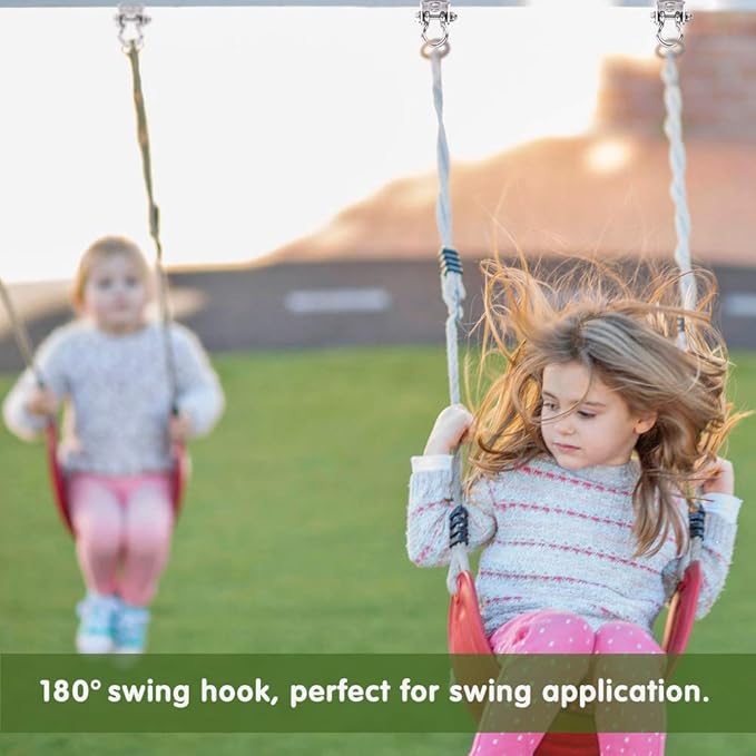 Set of 2 Heavy Duty 180° Swing Hangers, Stainless Steel Swing Hook for Ceiling Wooden Porch Swing Hanging kit Playground Gym Rope Boxing Bag Hammock Chair Yoga Swing Mount 1000 lb Capacity