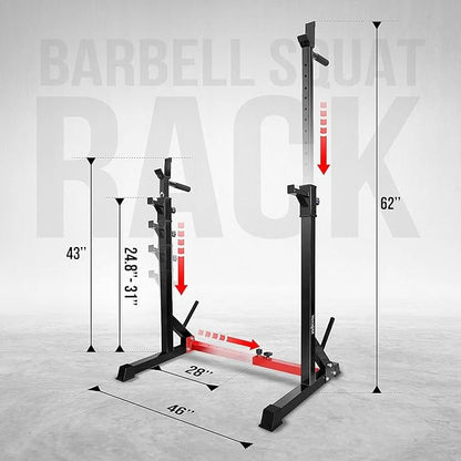 Yes4All Squat Rack for Home Gym, Adjustable Barbell Stand Rack, Multi-Function Weight Lifting, Dip Bar Station, Bench Press Rack Stand, Weight Plate Storage - Capacity Up to 600LBS