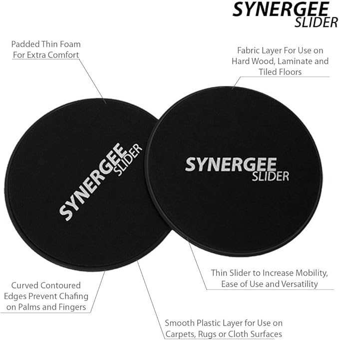 Synergee Core Sliders. Dual Sided Use on Carpet