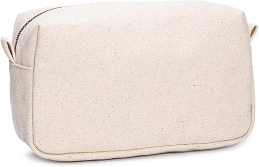 Organizer Bag -Lightweight Cosmetic Bag with Ring Clasp, Perfect Travel Makeup Bag for Women,nylon Stand Up Design (Beige/Canvas)