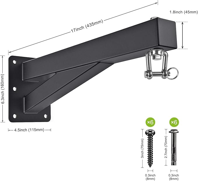 SELEWARE Wall Mount Heavy Bag Hanger Heavy Duty Punching Bag Hanger Adjustable Boxing Bag Bracket for Home Gym Indoor Outdoor Boxing, Muay Thai and MMA Training
