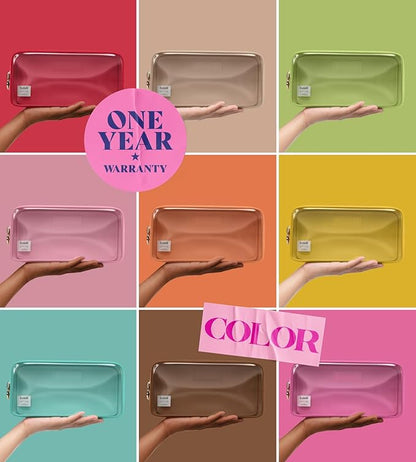 Embla Clear Cosmetic Bag Makeup Case, Clear Zipper Make Up Pouch and Toiletry Travel Tote, Cute Skincare Pouches for Women Girls, Preppy Purse Cosmetic Organizer, Small Makeup Bags, Sapphire
