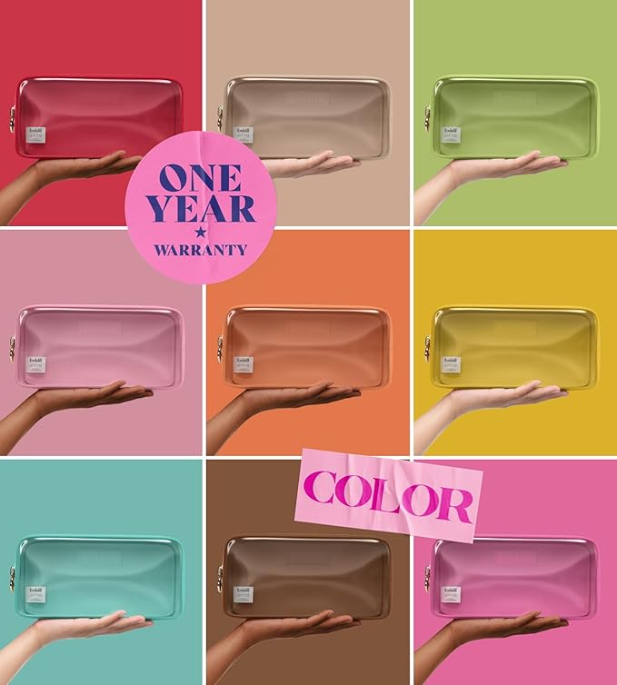 Embla Clear Cosmetic Bag Makeup Case, Clear Zipper Make Up Pouch and Toiletry Travel Tote, Cute Skincare Pouches for Women Girls, Preppy Purse Cosmetic Organizer, Mini Small Makeup Bags, Peach