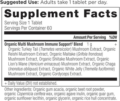 Ancient Nutrition Mushroom Supplement, Organic Multi Mushroom Immune Support Tablet, Supports Stress Response, Gluten Free, Paleo and Keto Friendly, 60 Count