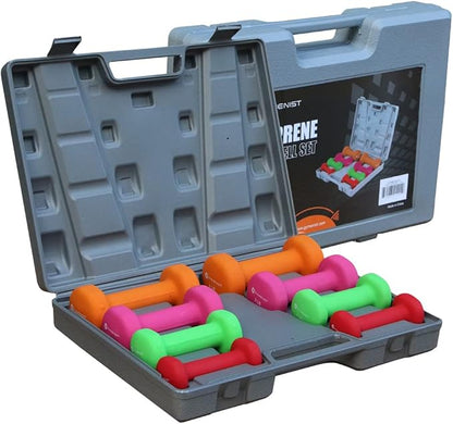 Gymenist Dumbbell Set With Hard Plastic Case Includes 3 Pairs And A Hard Travel Carry Storage Case