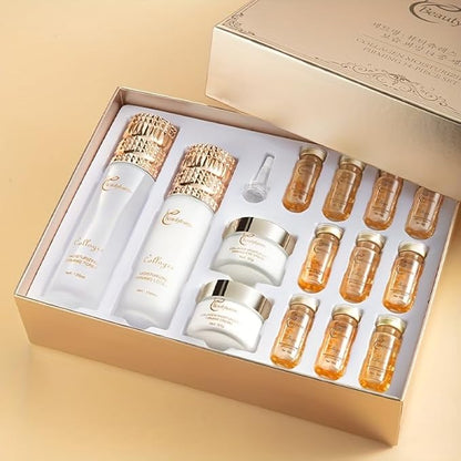 Korean Collagen Skincare Set for Women - Snail Mucin Infused - Deep Moisturizing & Firming Skin - Included Face Toner, Ampoule Serum, Lotion, Eye Cream, Idea Gift For Mother,Girlfriend
