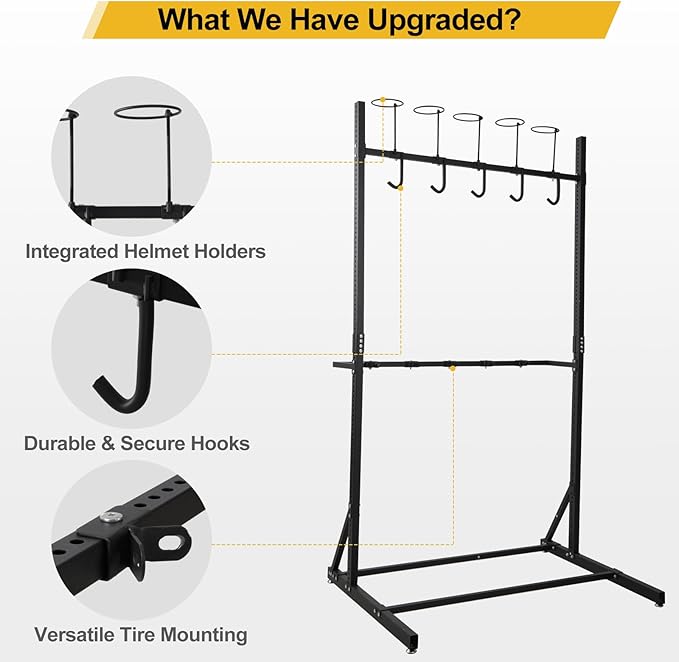 Upgraded Freestanding Bike Rack Storage - Vertical Bike Stand Max 5 Bikes with Helmet Holders, Heavy-Duty Solid Steel Bicycle Stand Indoor Garage Floor Stand