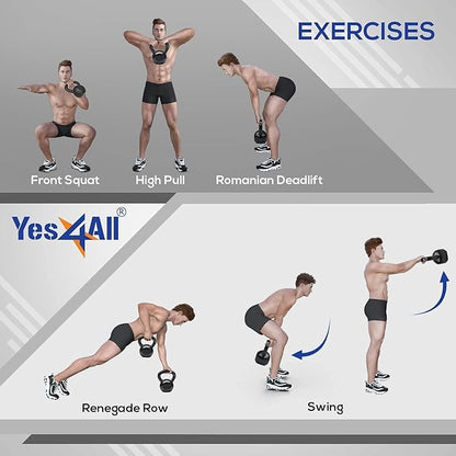 Yes4All Kettlebell Adjustable/Cast Iron/Protective Base Solid Smooth
