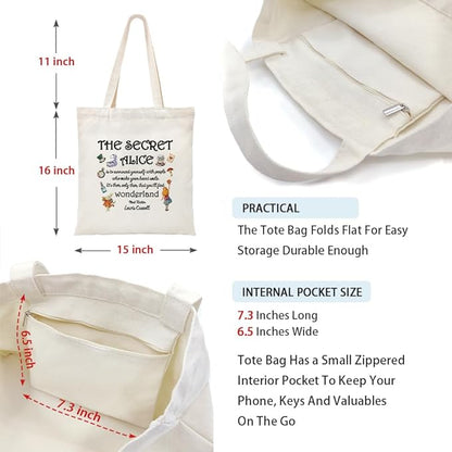 ZHANTUONE Fairy Tale Funny Canvas Cosmetic Bag and Tote Bag Set Reusable, Tote Bag with Zipper Inner Pockets, Gifts for Bestie Friends Coworker, Movie Lover Fairy Tale Fans