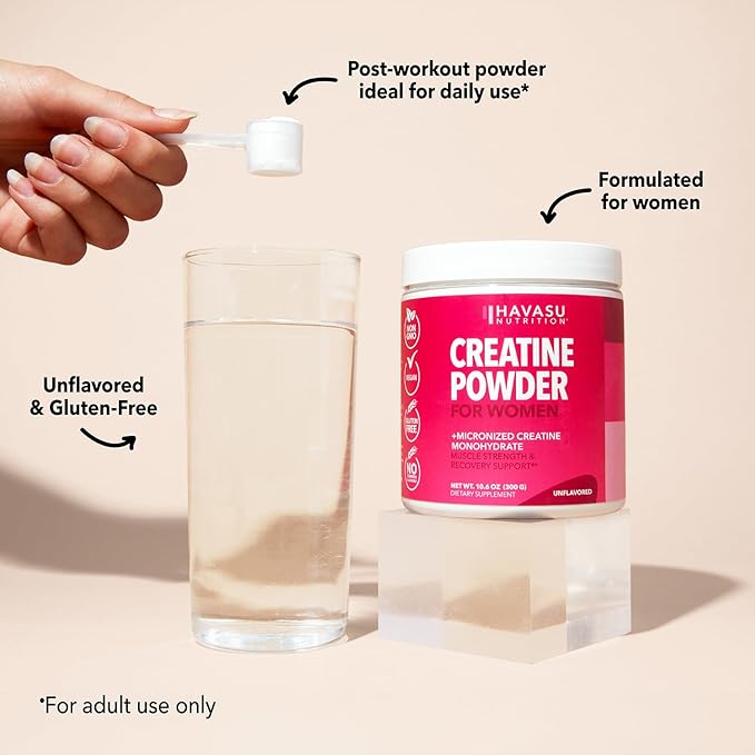 Creatine for Women With Micronized Creatine Monohydrate Powder for Post Workout Recovery Powder - Creatine for Women Booty Gain - 3g Unflavored, Non-GMO, Vegan Creatine Powder for Woman - 100 Servings