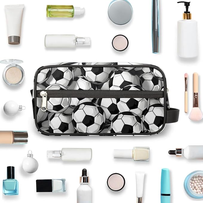 Soccer Travel Cosmetic Bag for Boy Men,Hanging Toiletry Bag,Waterproof Makeup Bag,Approved Hygiene Bag Shave Dopp Kit Organizer for Toiletries Shower Bathroom Carry-on Accessories Gifts