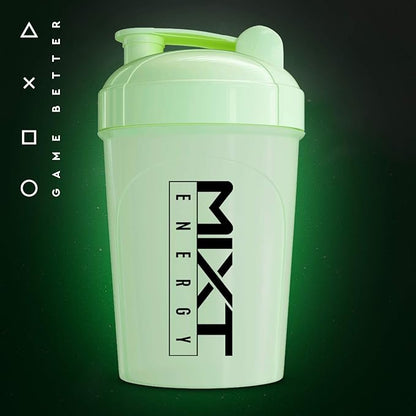 MIXT Energy Shaker Bottle, 16 oz. Shaker Bottle, BPA Free & Lid Mixing Technology (16 oz, Glow in the Dark)