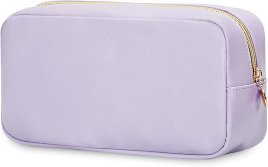 Wandering Nature Makeup Bag for Purse Cosmetic Bags for Women Make Up Organizer Travel Pouch Pencil Case with Slip-in Pockets Vegan Leather,Patent Pending