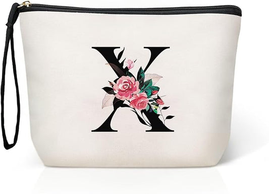 TOPEAST Teacher Appreciation Gifts for Women - Personalized Makeup Bag Large Toiletry Makeup Pouch Gifts for Women Her Birthday Mom Teacher Sister Friend Female Girlfriend Initial Gifts (Letter X)