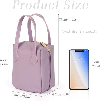 Makeup Bag, Cosmetic Bag Travel, Large Capacity Portable Make up Traveling Organizer Bag, PU Leather Cosmetic Bag with Zippers Handle Compartments, Travel Toiletry Bag for Women Teens Girls