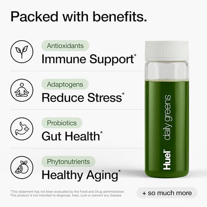 Huel Daily Greens | Superfood Greens Powder | 91 Vitamins, Minerals, and Wholefood-Sourced Ingredients | Adaptogens, Antioxidants, Gut-Friendly Probiotics | 30 Servings