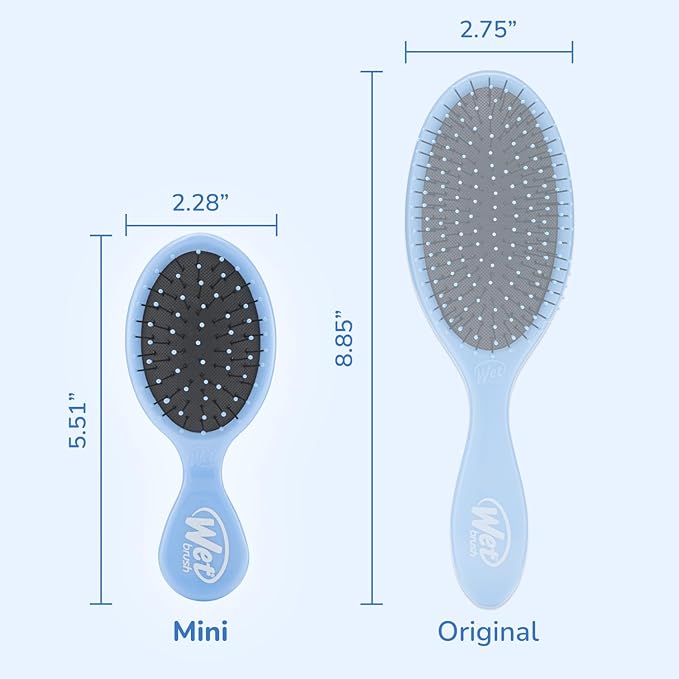 Wet Brush Detangling Brush, Mini Detangler (Sky), Wet & Dry Tangle-Free Hair Brush for Women & Men, No Tangle, Soft and Flexible Bristles for Straight, Curly, and Thick Hair (Pack of 2)