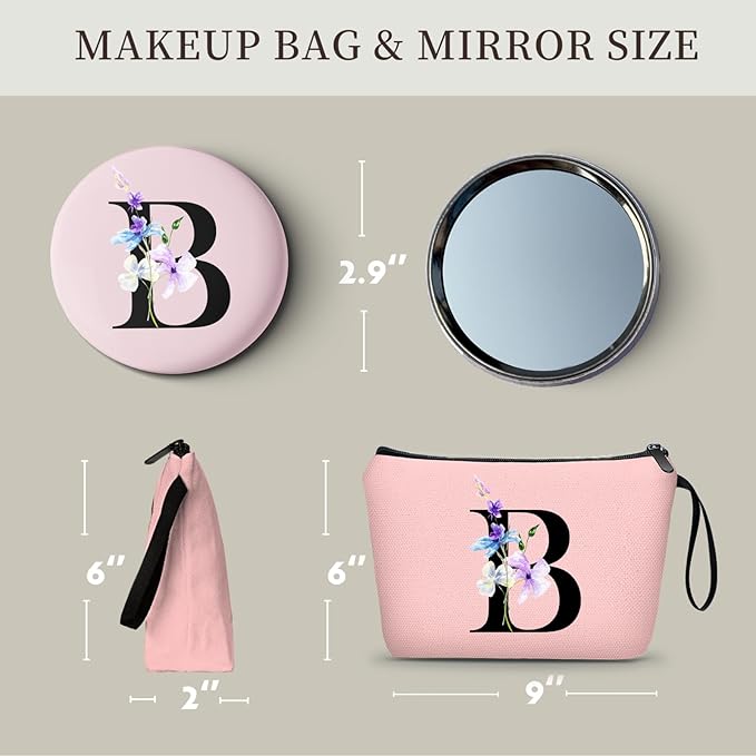 SEAMOON Birthday Inspirational Bridesmaid Proposal Team Small Gifts for Women Mom Aunt Teacher Sister Coworkers Makeup Cosmetic Bag Travel with Mirror Mothers Day Christmas Graduation B
