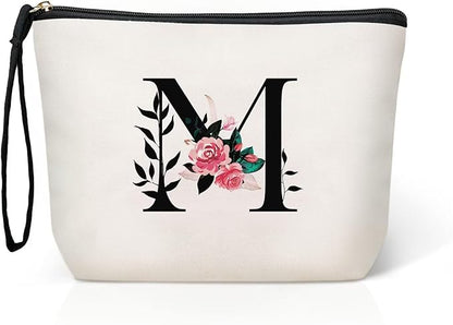 TOPEAST Make Up Bags for Women - Personalized Cute Makeup Bag Cosmetic Travel Makeup Bags Toiletry Pouch Gift for Women Birthday Friend Female Friendship Sister Mom (Letter M)