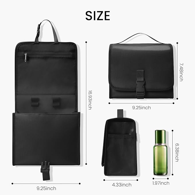 Travel Toiletry Bag for Women Portable Waterproof Cosmetic Makeup Bag Organizer for Container Toiletries (black)