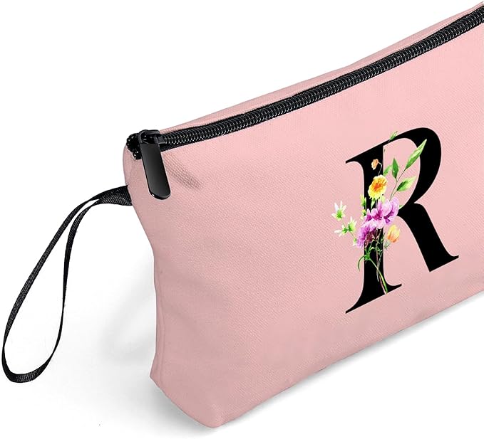 SEAMOON Women Birthday Maid of Honor Monogrammed Gifts for Bride Bridesmaid Sister Friend Her Teacher Makeup Cosmetic Bag with Mirror Mothers Day Christmas Graduation R