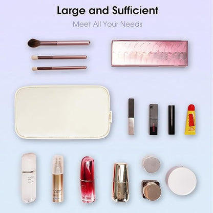 Wandering Nature Makeup Bag for Purse Cosmetic Bags for Women Make Up Organizer Travel Pouch Pencil Case with Slip-in Pockets Vegan Leather,Patent Pending