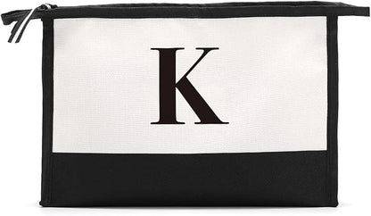 Monogrammed for Women Initial bridesmaid gifts, Personalized monogram Monogram Cosmetic Bag,Travel Makeup Bag Suitable for Wedding weekend Beach Gift for Women Teachers Friends.Pure letters K