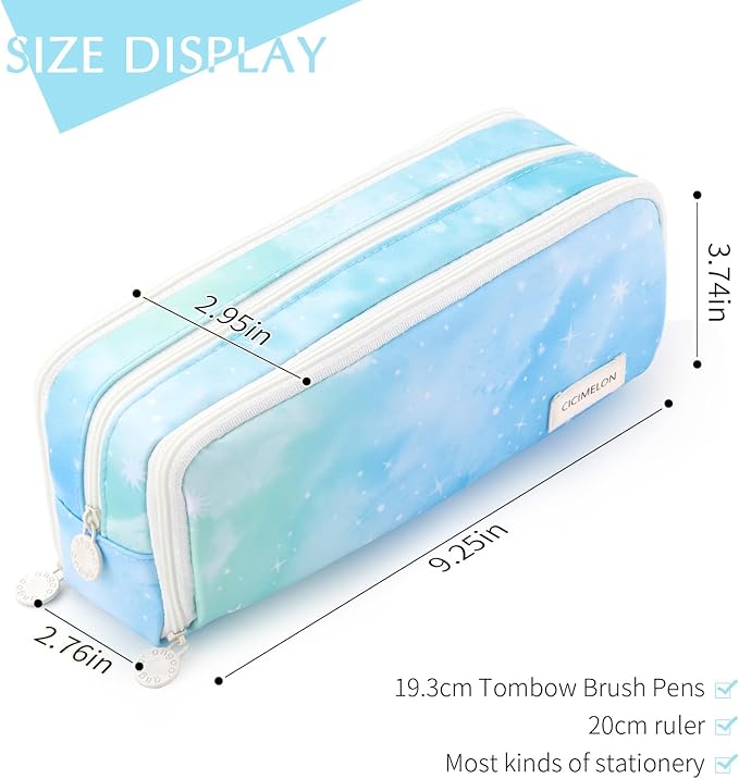 CICIMELON Large Capacity Pencil Case 3 Compartment Pouch Pen Bag for School Teen Girl Boy Men Women (Dream)