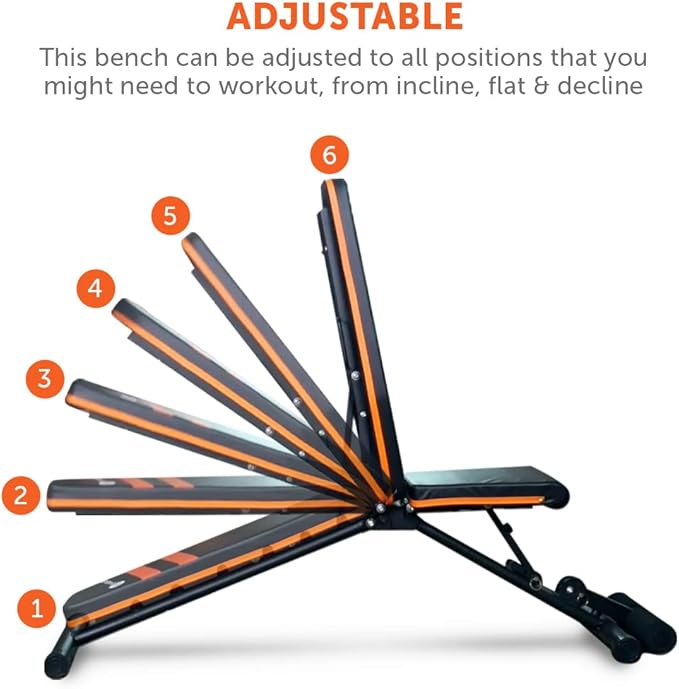 Gymenist Exercise Bench Adjustable Foldable Compact Workout Weight (FOLD-110B)
