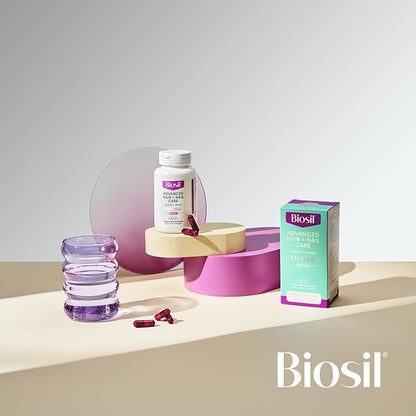 Biosil Advanced Hair + Nail Care - 60 Capsules - Grow, Strengthen & Thicken Hair and Nails - with Patented ch-OSA & Biotin - 30-Day Supply