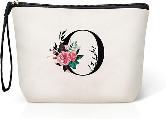 TOPEAST Birthday Gifts for Mom - Personalized Makeup Bag Large Toiletry Makeup Pouch Travel Essential Birthday Gifts for Friends Female Friendship Mom (Letter O)