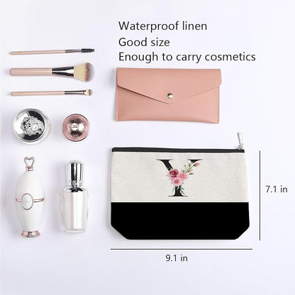 Initial Makeup Bag, Personalized Gifts for Women, Personalized Makeup Bag, Bridesmaid Gifts, Cosmetic bags for Women (Letter Y)