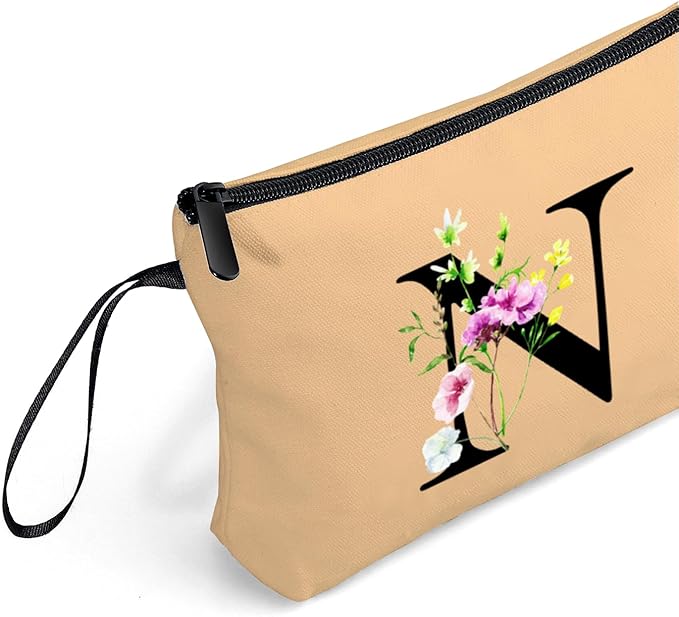 SEAMOON Appreciation Initial Monogram Gifts for Sisters from Sister Employees Team Bride Womens Unique Mom Personalized Makeup Cosmetic Bag with Mirror Mothers Day Christmas Graduation N