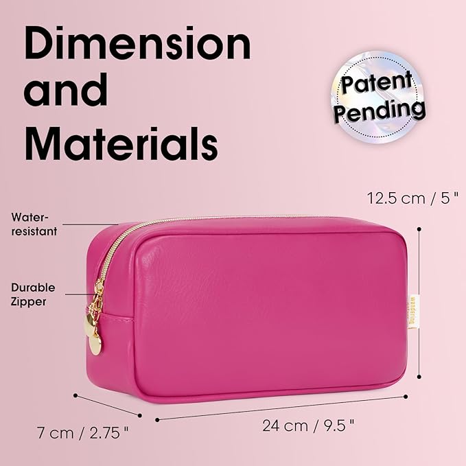 Wandering Nature Makeup Bag for Purse Cosmetic Bags for Women Make Up Organizer Travel Pouch Pencil Case with Slip-in Pockets Vegan Leather(patent pending)