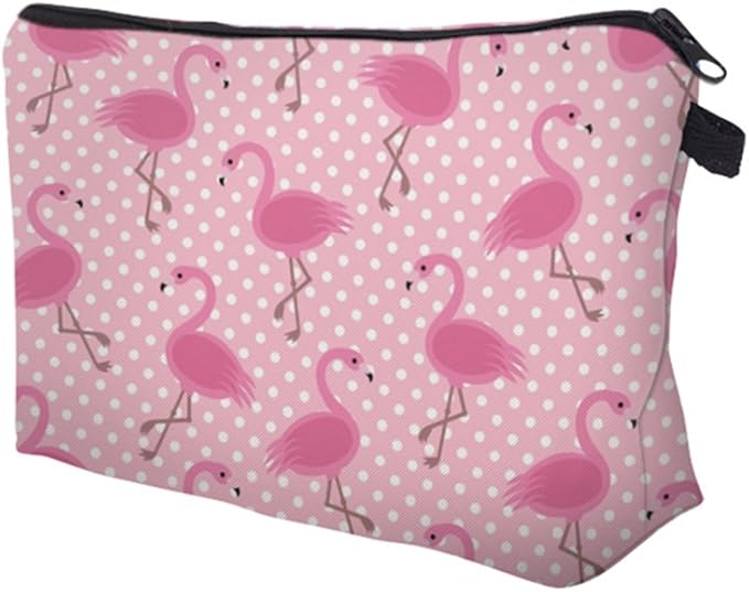 Cute Travel Makeup Bag Cosmetic Bag Small Pouch Gift for Women (Pink Flamingo)