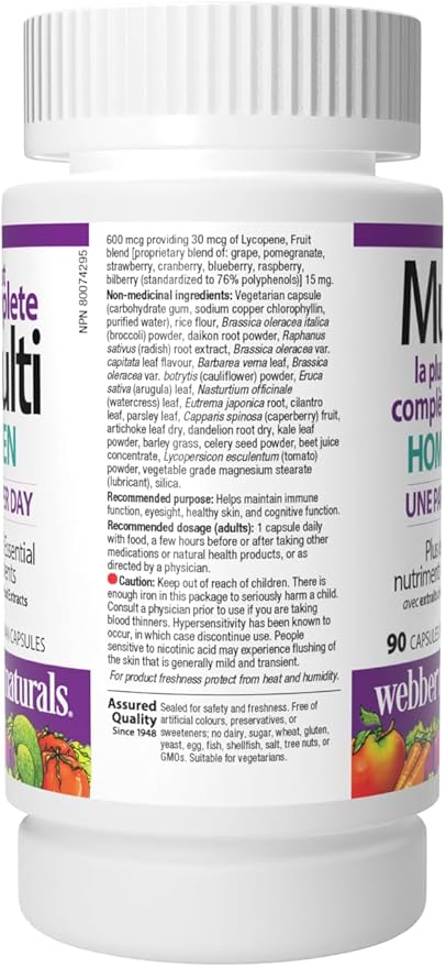 Webber Naturals Men's Most Complete Multi, 90 Vegetarian Capsules