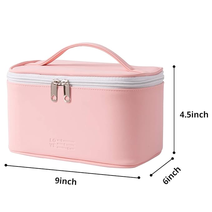KITENROM Portable Makeup Bag Cosmetic Bags for Women Medium Pouch Case Purse Make Up Organization Waterproof (Pink)