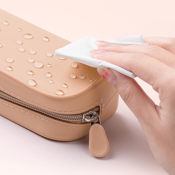 Silicone Makeup Brush Holder Travel Cosmetic Bag, Portable Cosmetic Face Brushes Holder with Zipper, Large Travel Makeup Brush Case