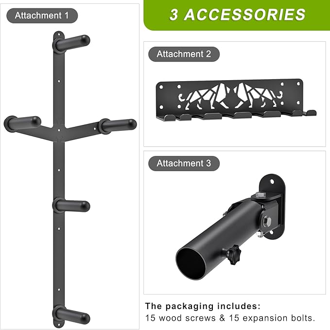 Kipika Gym Organizer Set Wall Mounted Weight Plate Storage Rack Barbell Storage Rack with T-Bar Row Landmine Platform Attachment Durable Steel Construction Easy Installation