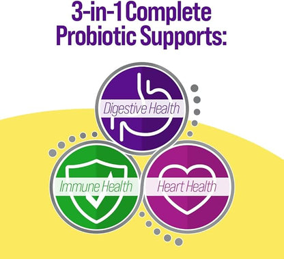 Culturelle 3-in-1 Complete Probiotic Daily Formula, Once Per Day Probiotic Supplement, Helps Your Digestive System Work Better, Supports Natural Immune Defenses, Plus Omega 3's, Non-GMO, 30 Count