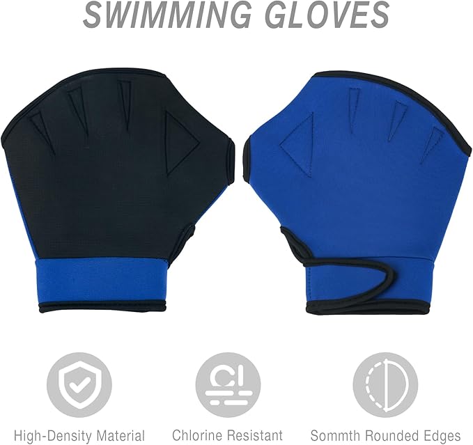 NEAGLORY 6 Pieces Aquatic Exercise Set Water Aerobics Set Pool Fitness Equipment Foam Water Dumbbell, Swim Aquatic Cuffs, Swimming Gloves for Exercise, Blue